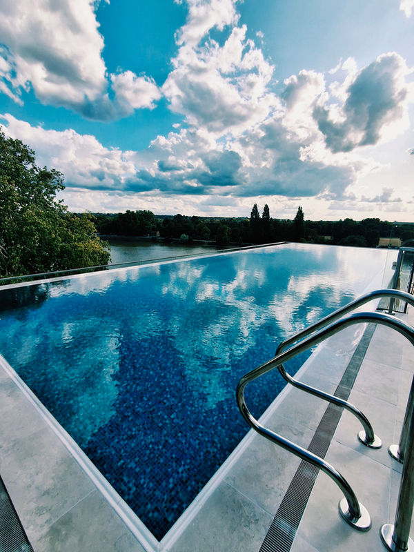 Outdoor pool under open sky